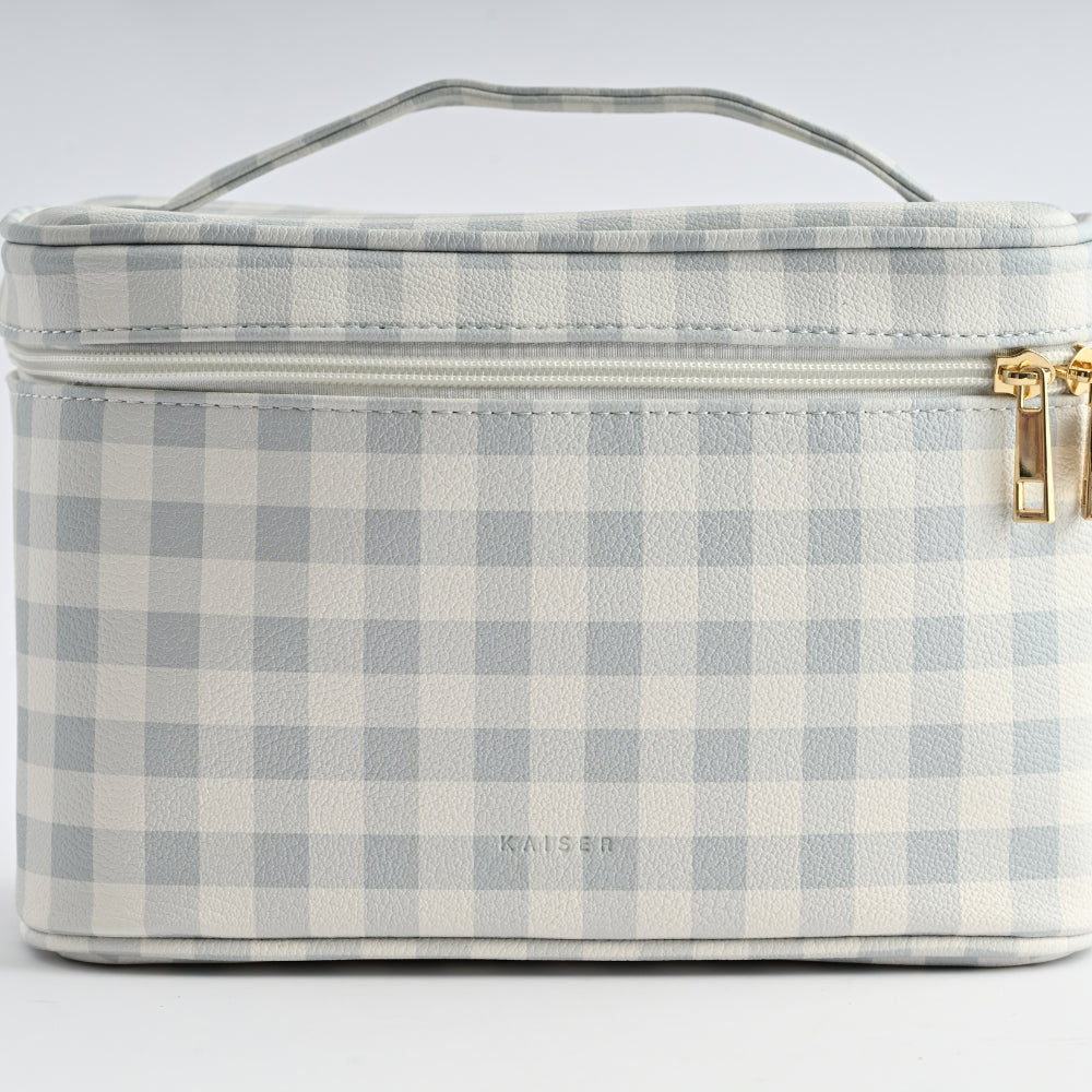 Printed Faux Leather Toiletry Bag - GINGHAM